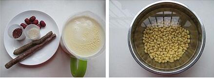 豆浆红糙米山药粥步骤1-2